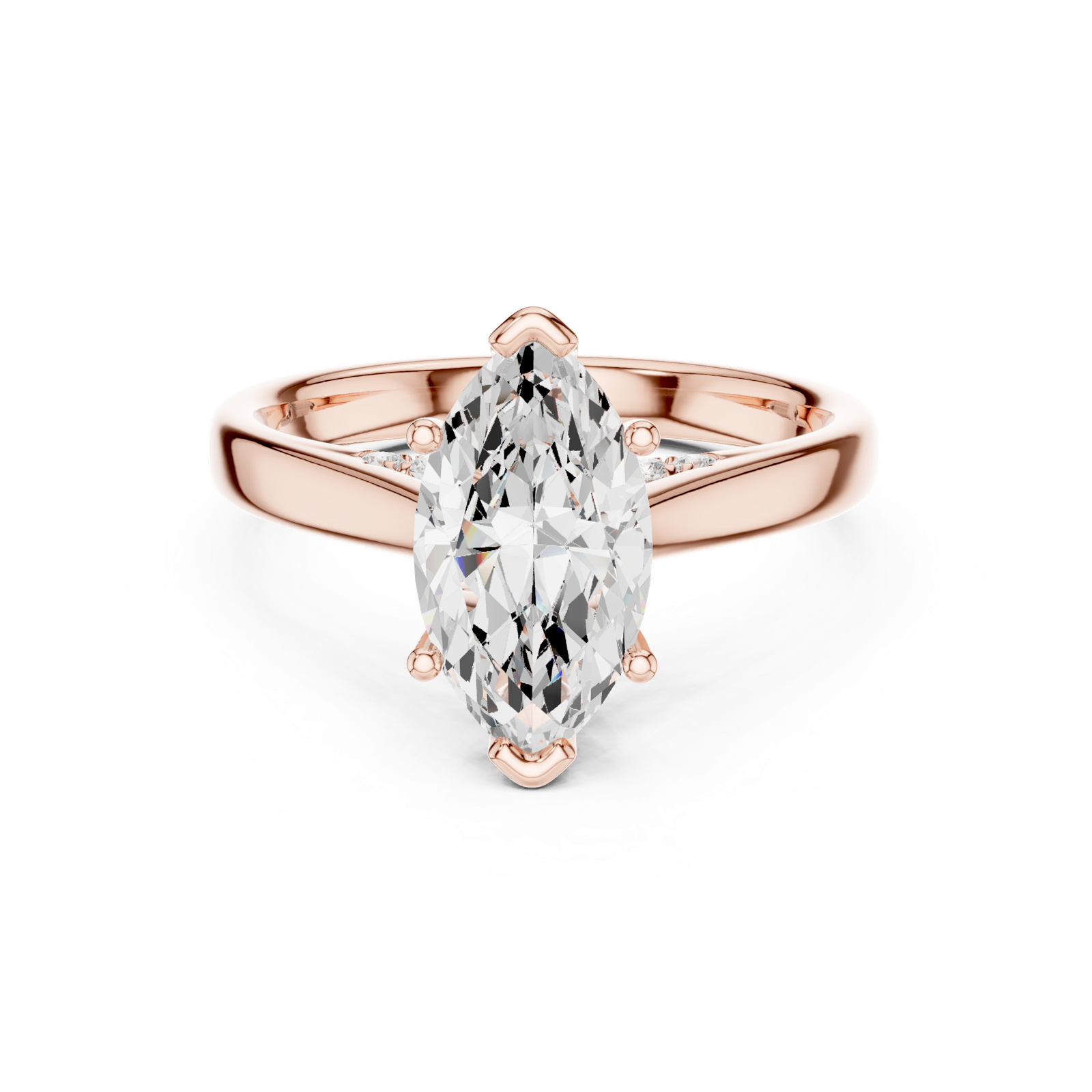 Gold Jewelry, Marquise center stone, Rose Gold, view 4