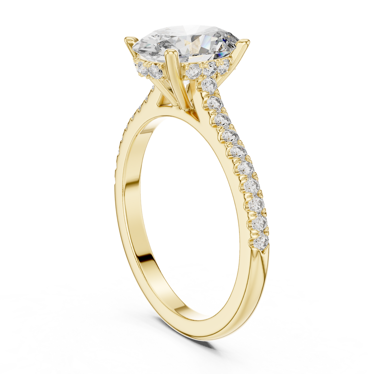 14K Solid Gold Lab Diamond Solitaire Ring, Yellow Gold, view 1