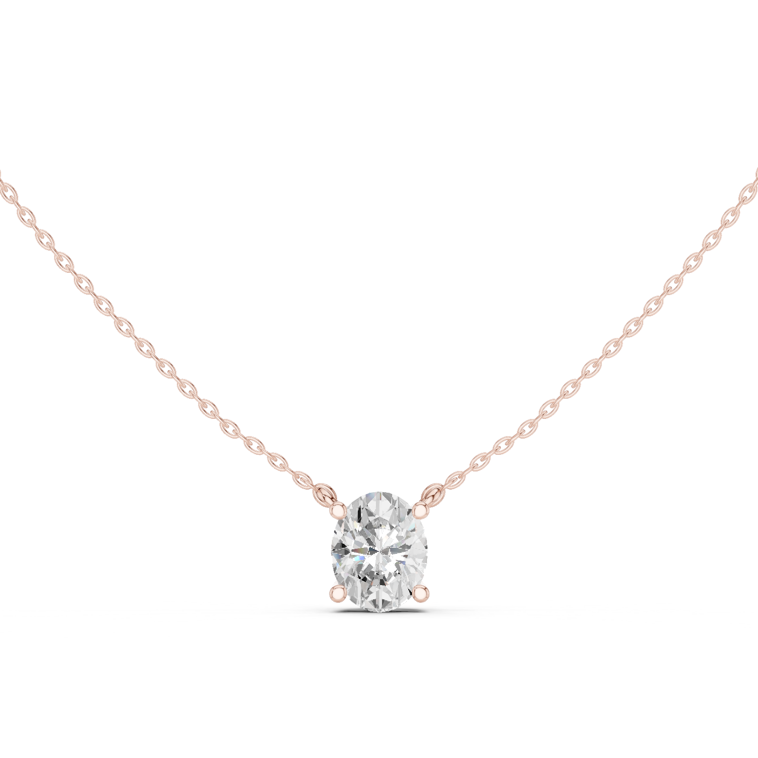 Gold Jewelry DDPO-001, Oval center stone, Rose Gold