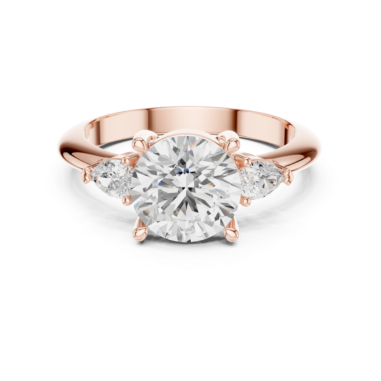 Gold Jewelry L35-66, Round center stone, Rose Gold, view 4