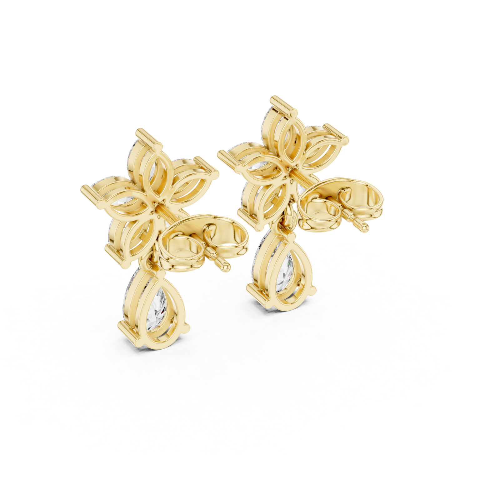Gold Earrings AGDER-305, Yellow Gold, view 3