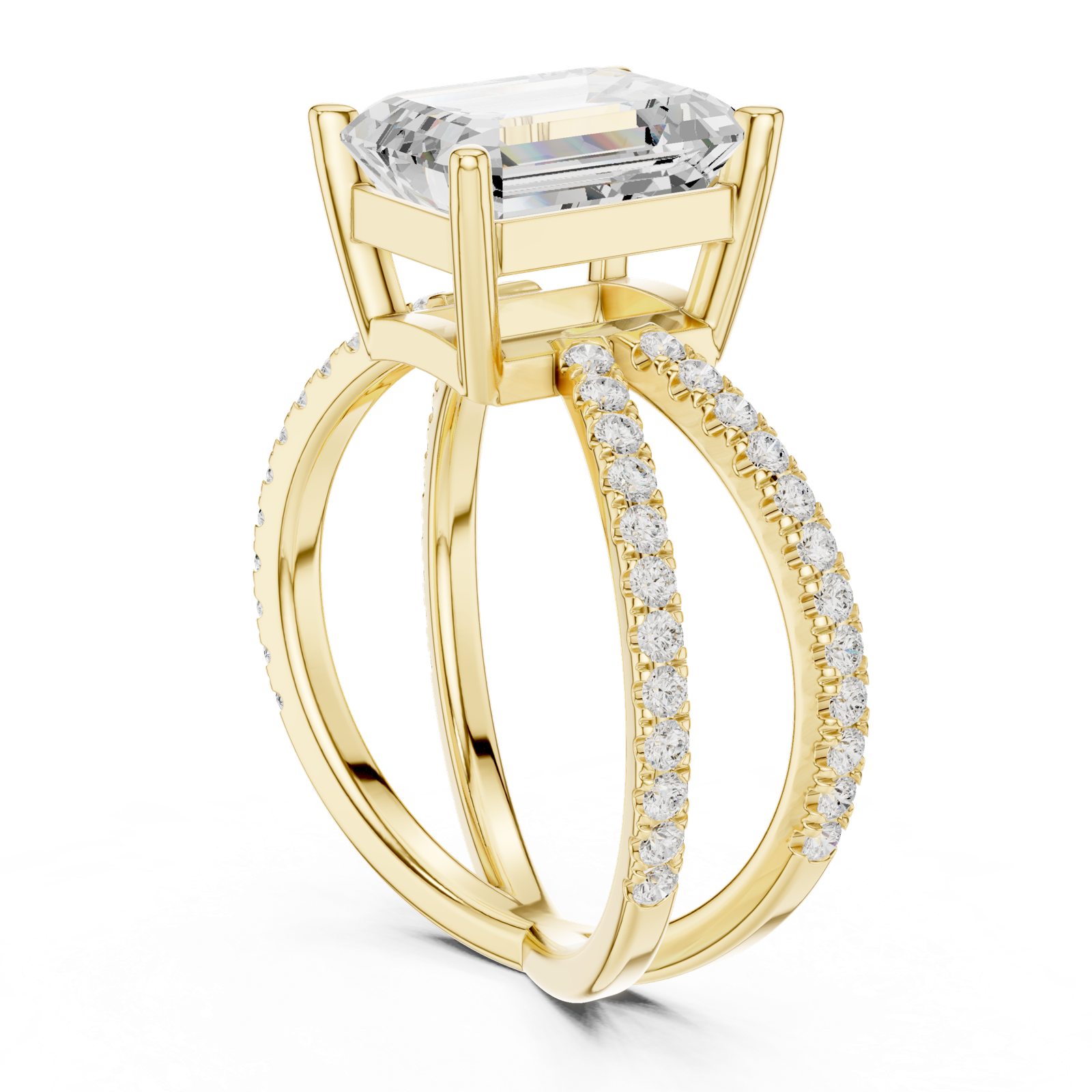 Gold Jewelry, Emerald center stone, Yellow Gold, view 1