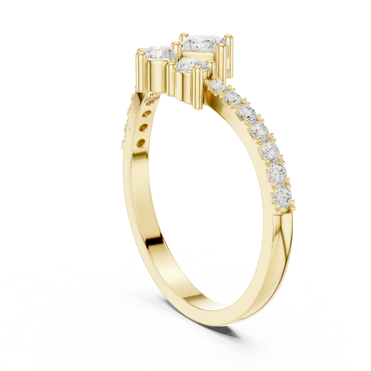 14K Solid Gold Lab Diamond Cluster Ring, Yellow Gold, view 1