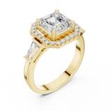 Gold Ring, Asscher center stone, Yellow Gold, view 2