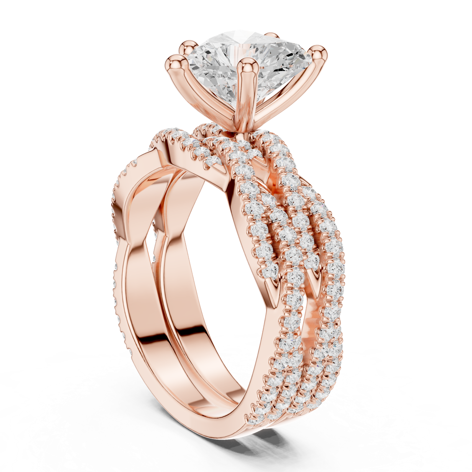 Gold Ring DDLR-300, Heart center stone, Rose Gold, view 1