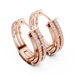 14K Solid Gold Lab Diamond Huggie Earrings, Rose Gold, view 2