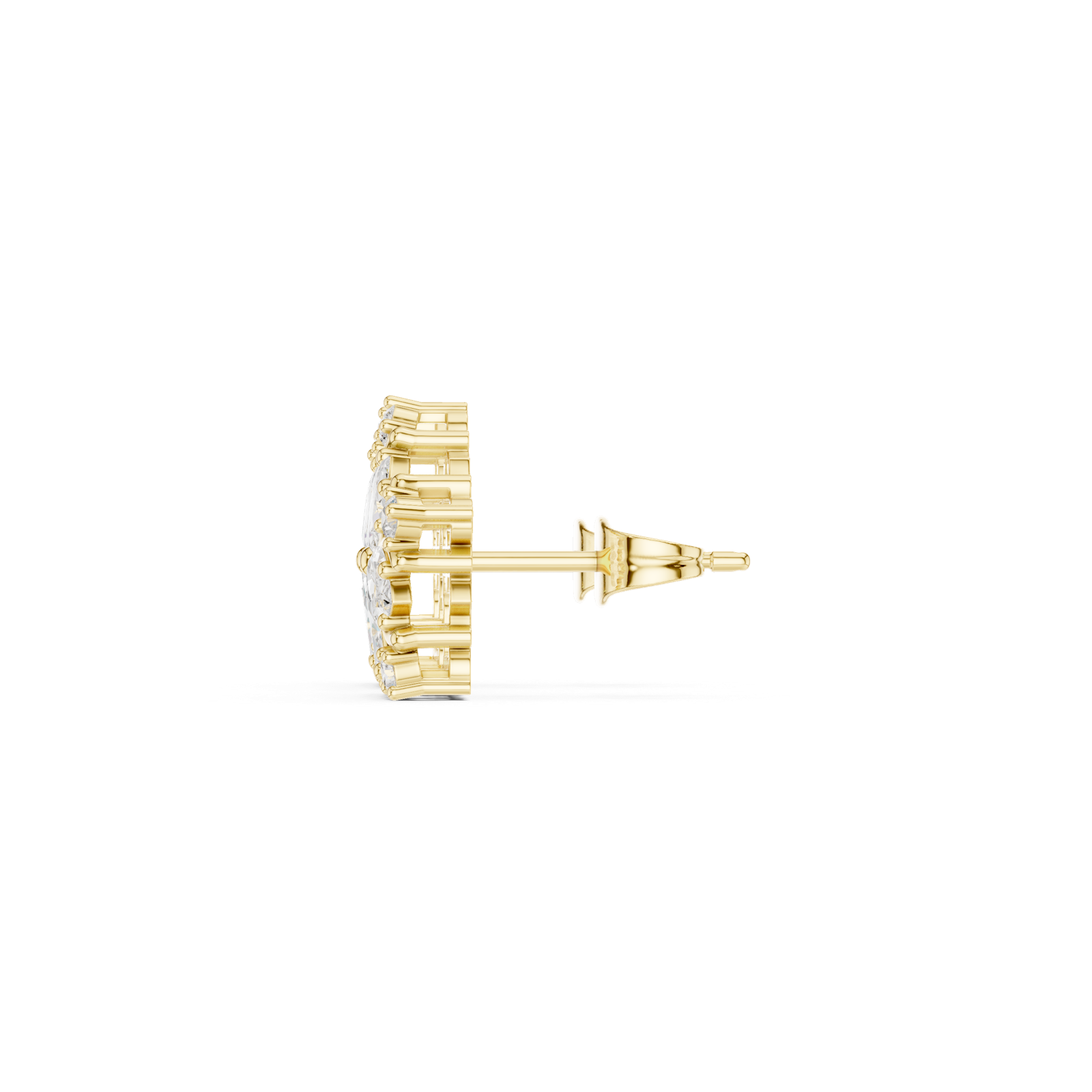 14K Solid Gold Lab Diamond Flower Cluster Earrings, Yellow Gold, view 3