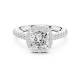 Gold Ring DDLR-118, Cushion center stone, White Gold, view 4