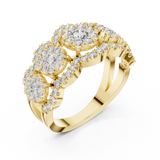 14K Solid Gold Lab Diamond Three-Stone Ring, Yellow Gold, view 2