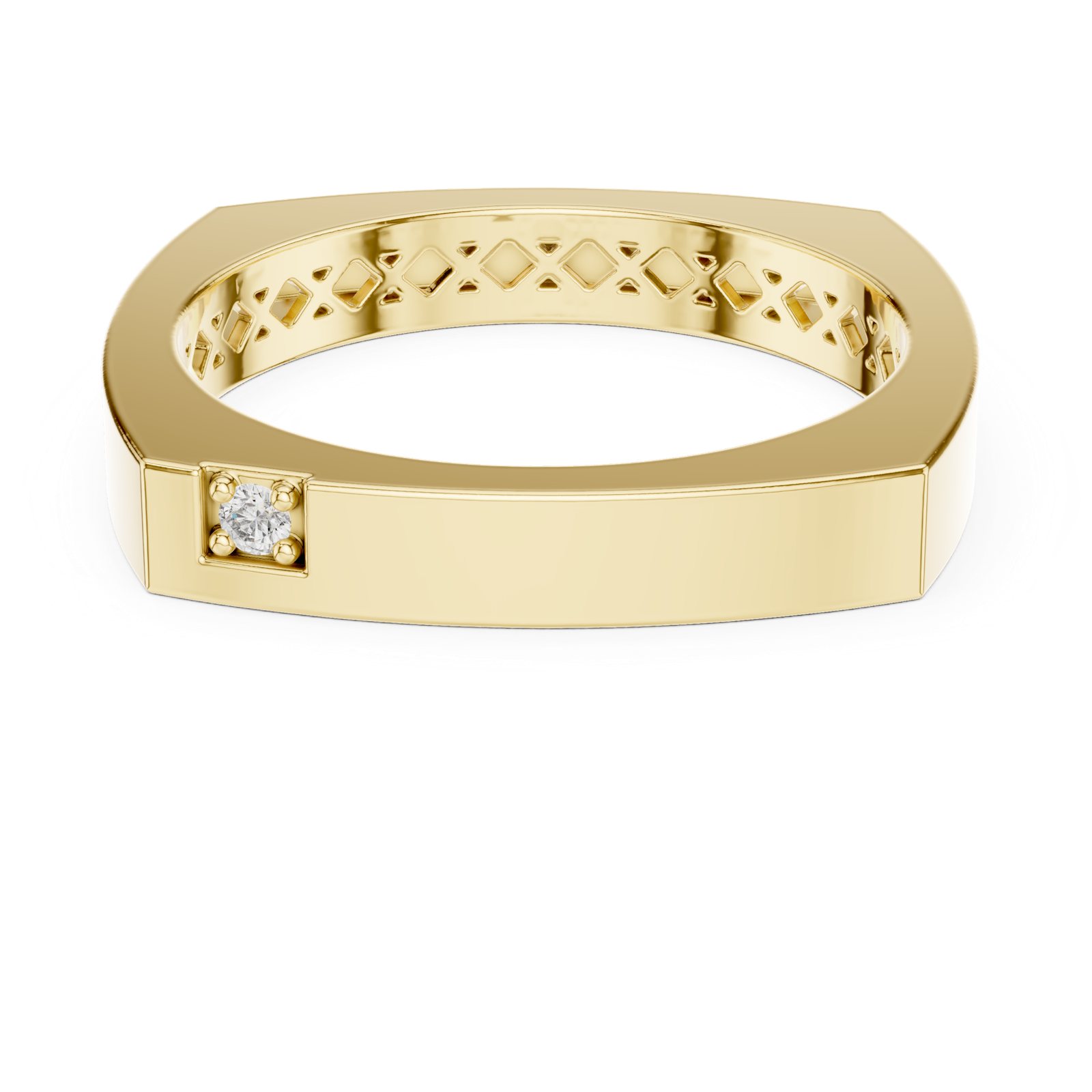 14K Solid Gold Lab Diamond Solitaire Ring, Yellow Gold