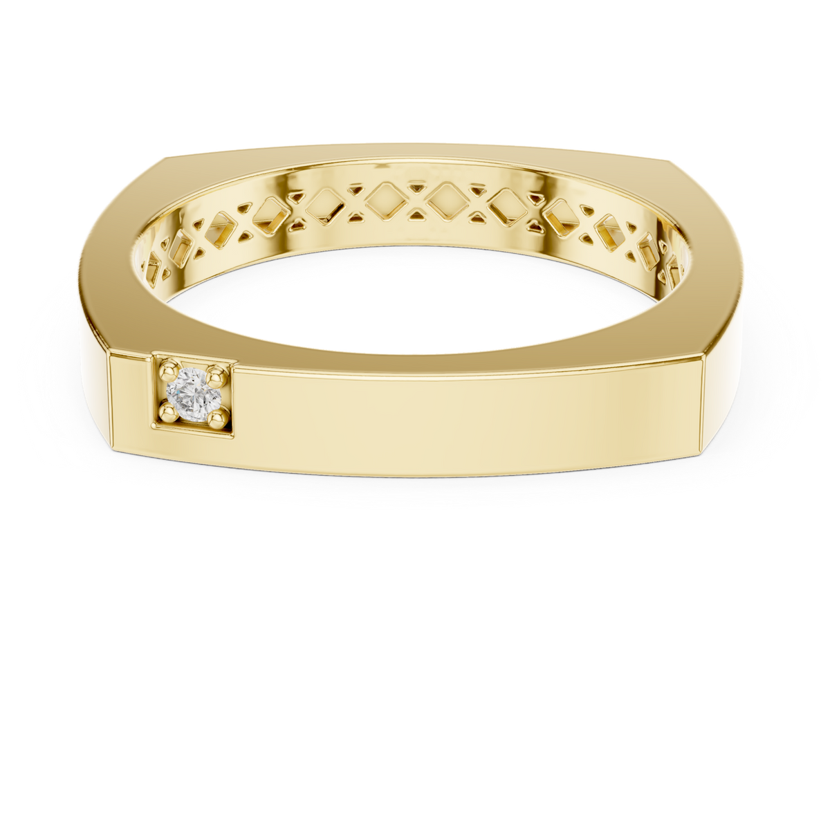 14K Solid Gold Lab Diamond Solitaire Ring, Yellow Gold