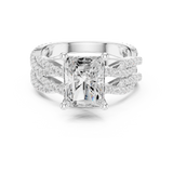 Gold Ring DDLR-300, Radiant center stone, White Gold, view 4
