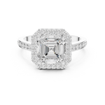 Gold Ring, Asscher center stone, White Gold, view 4