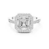 Gold Ring, Asscher center stone, White Gold, view 4