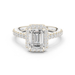 Gold Ring DDLR-118, Emerald center stone, White Gold
