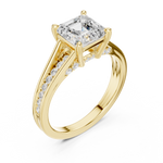 Gold Ring, Asscher center stone, Yellow Gold, view 2