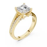 Gold Ring, Asscher center stone, Yellow Gold, view 2
