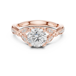 Gold Ring DDLR-257, Round center stone, Rose Gold, view 4