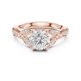 Gold Ring DDLR-257, Round center stone, Rose Gold, view 4