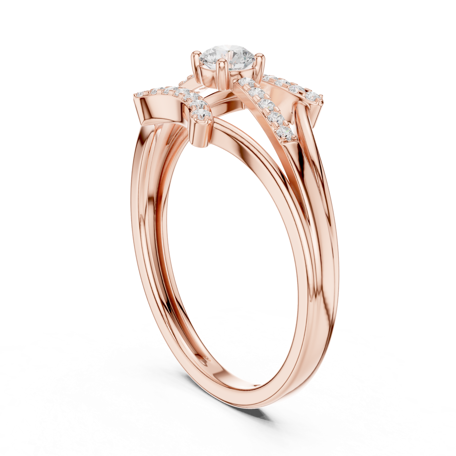 Gold Ring DDLR-843, Rose Gold, view 1