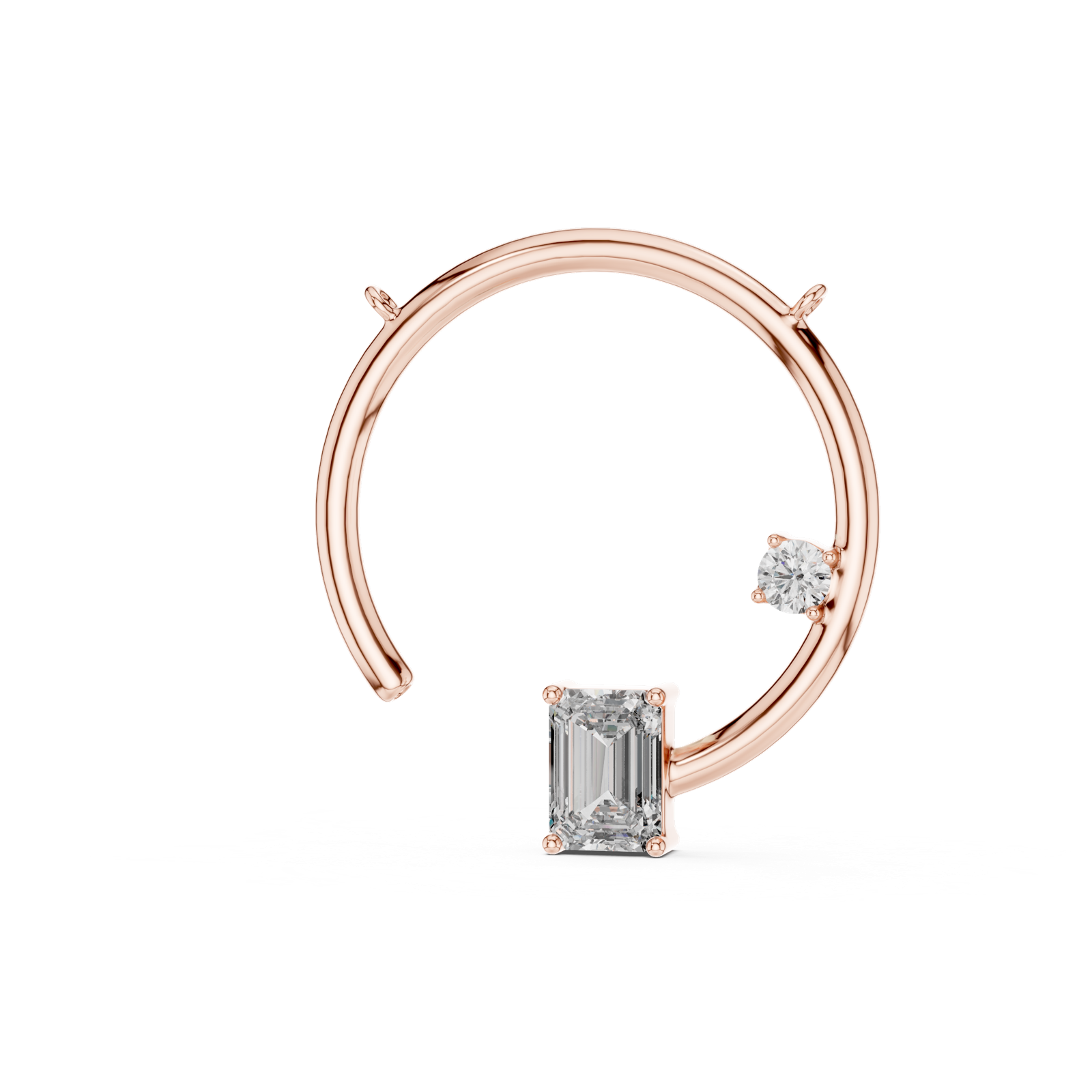 14K Solid Gold Lab Diamond Horseshoe Pendant Necklace, Rose Gold, view 2