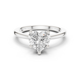Gold Ring DDLR-032, Heart center stone, White Gold
