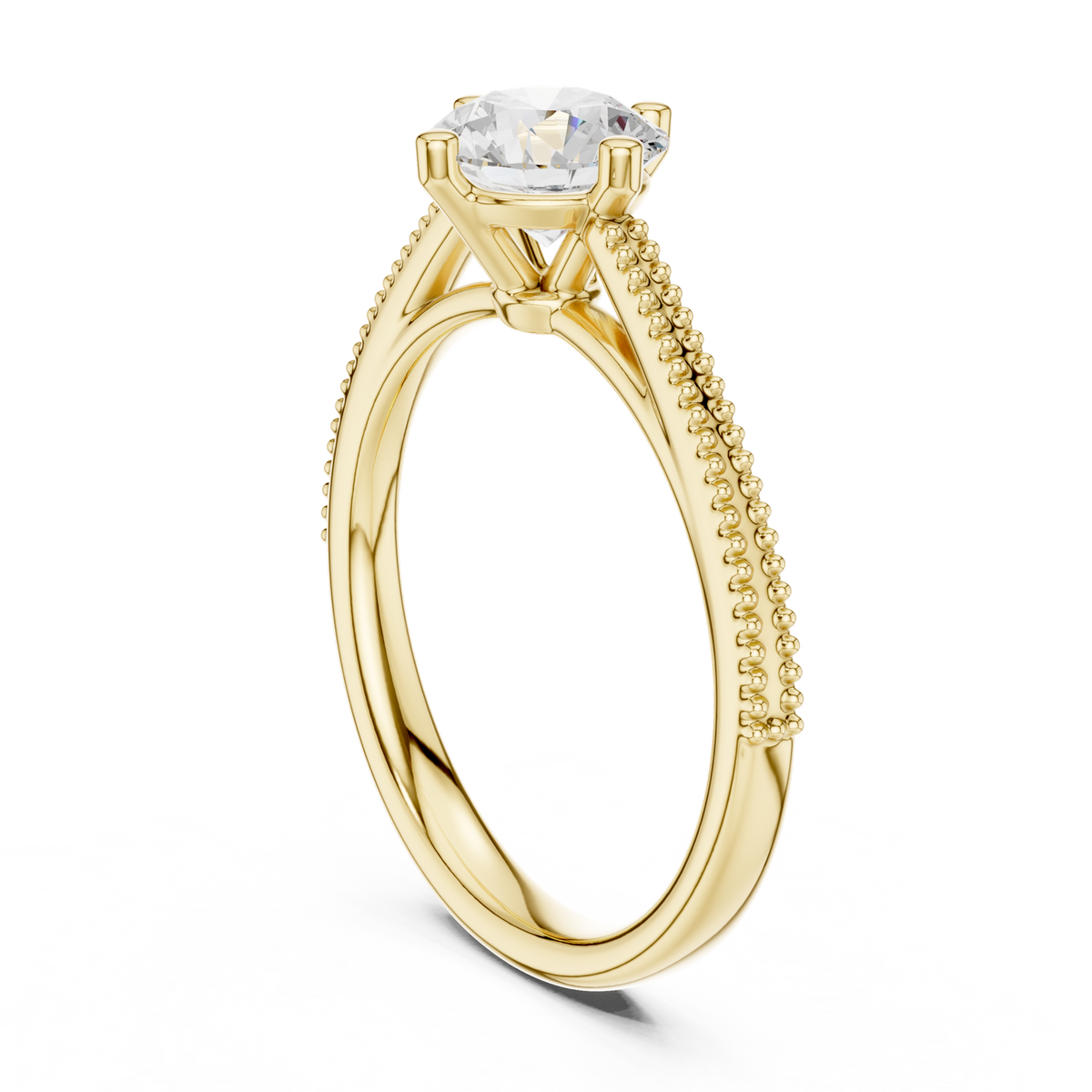 14K Solid Gold Lab Diamond Solitaire Ring, Yellow Gold, view 1