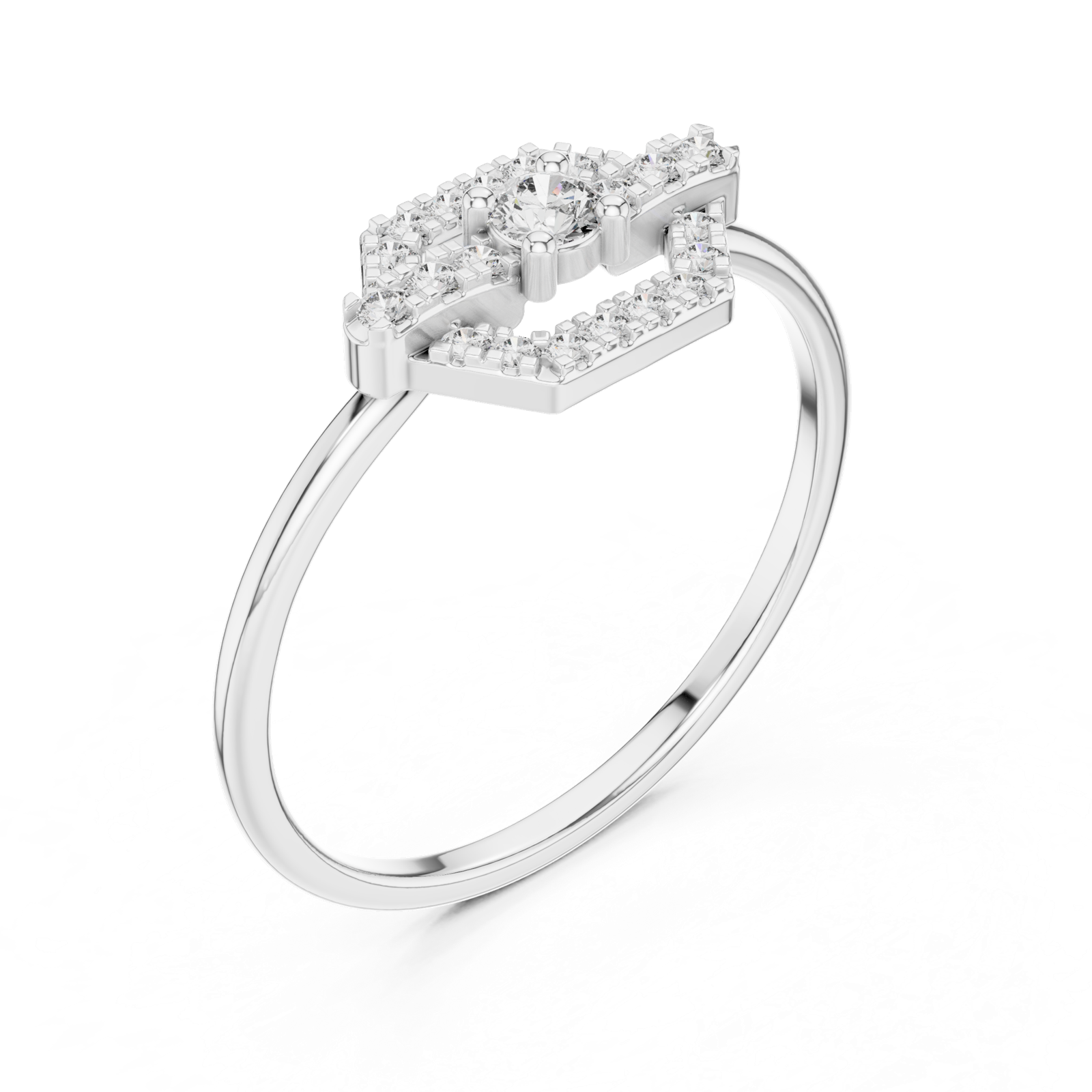 Gold Ring HLR-196, White Gold, view 2