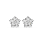 14K Solid Gold Lab Diamond Flower Cluster Earrings, White Gold