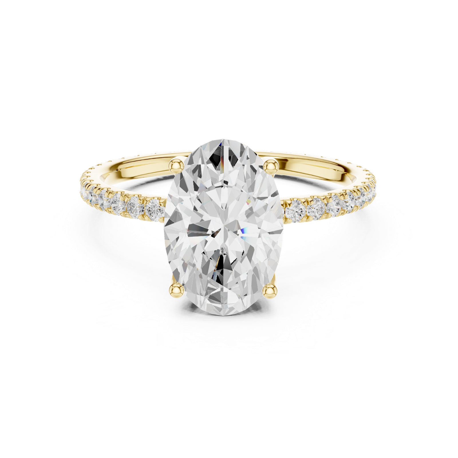 Gold Jewelry L36-16, Oval center stone, Yellow Gold, view 4