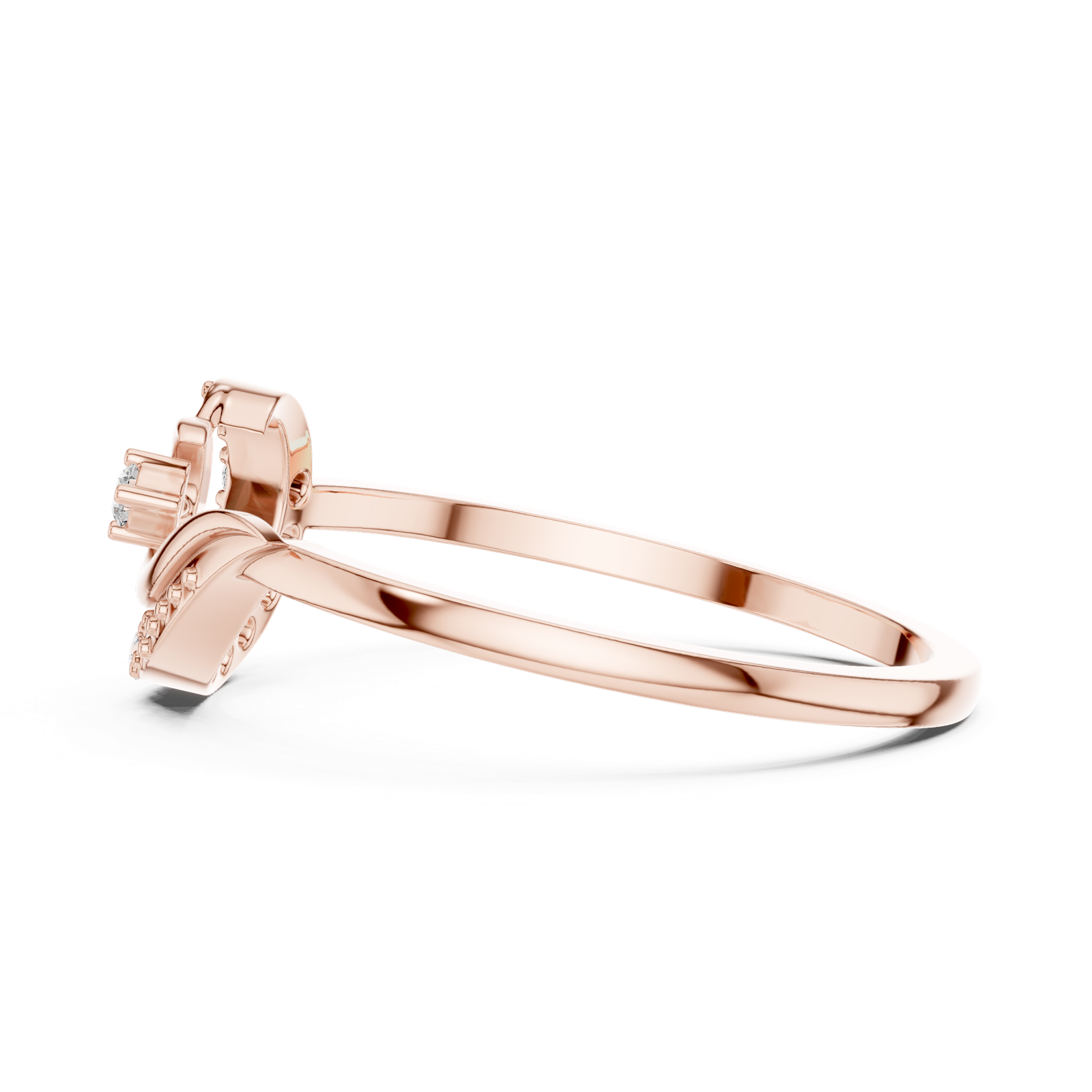 Gold Ring DR-6159, Rose Gold, view 3