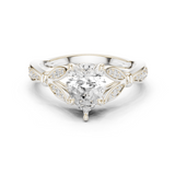 Gold Ring DDLR-257, Pear center stone, White Gold