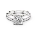 Gold Jewelry L36-9, Cushion center stone, White Gold