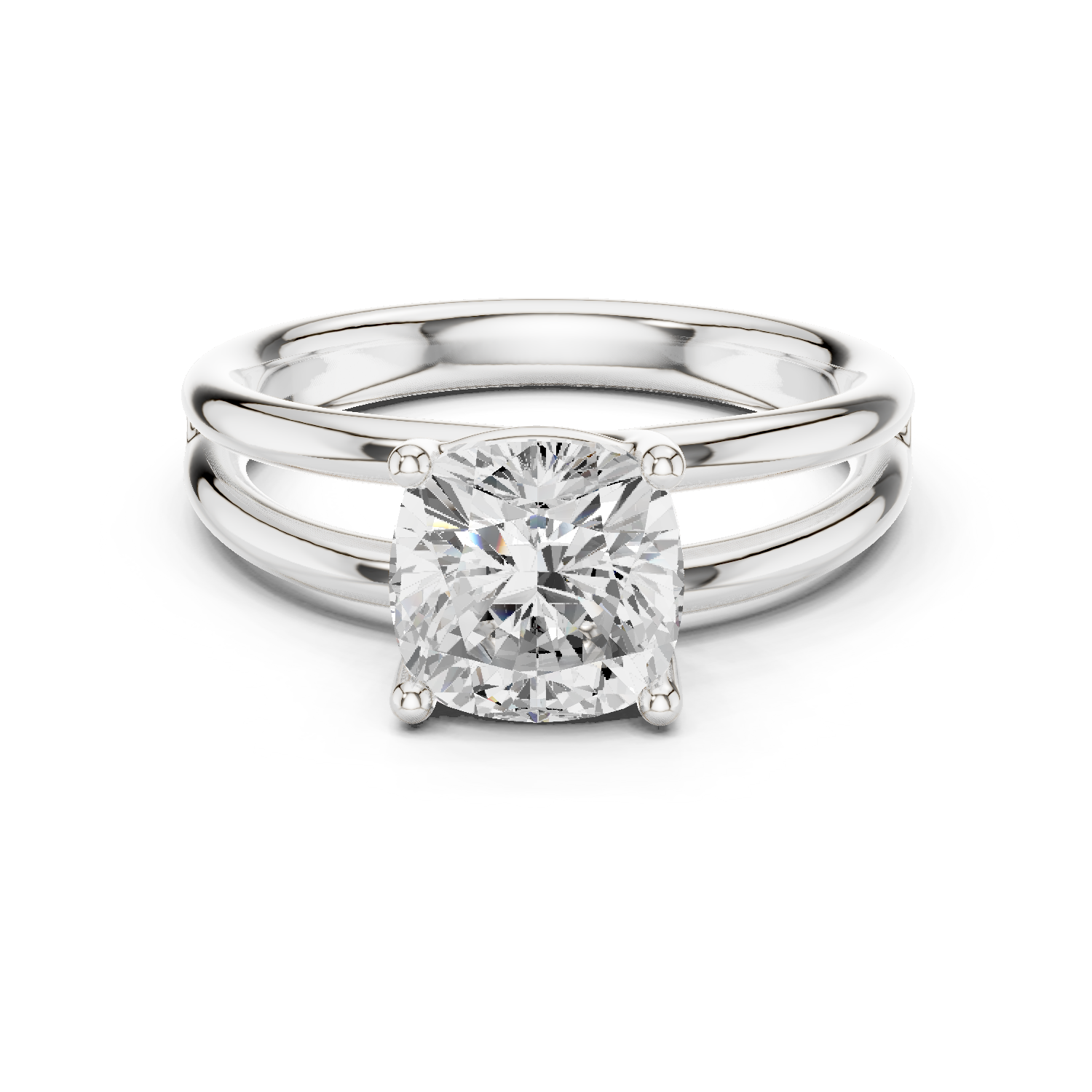 Gold Jewelry L36-9, Cushion center stone, White Gold
