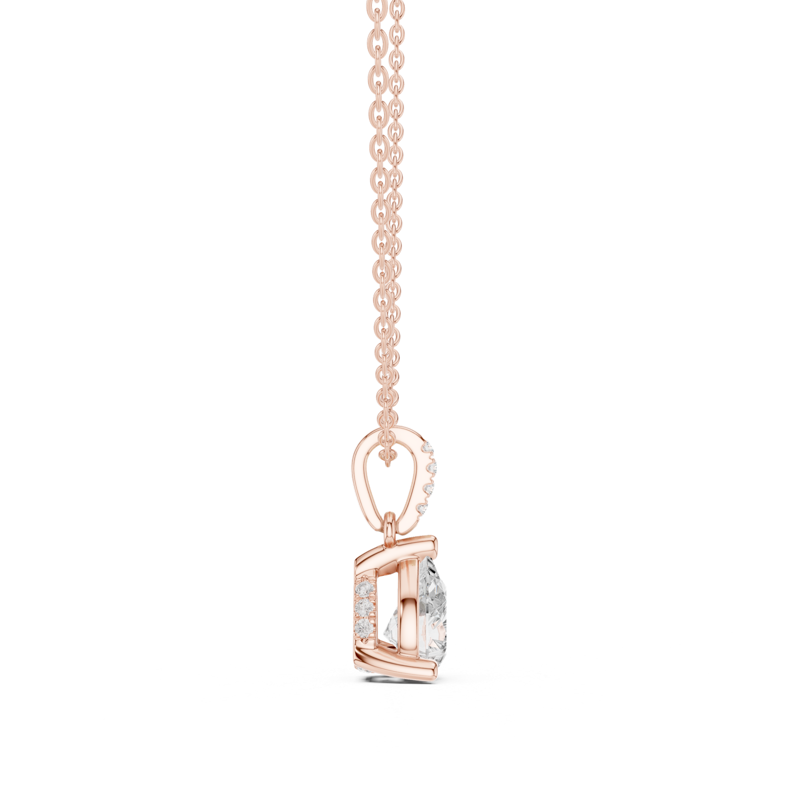 Gold Jewelry DDPO-009, Pear center stone, Rose Gold, view 3