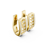 14K Solid Gold Lab Diamond Cluster Earrings, Yellow Gold, view 1