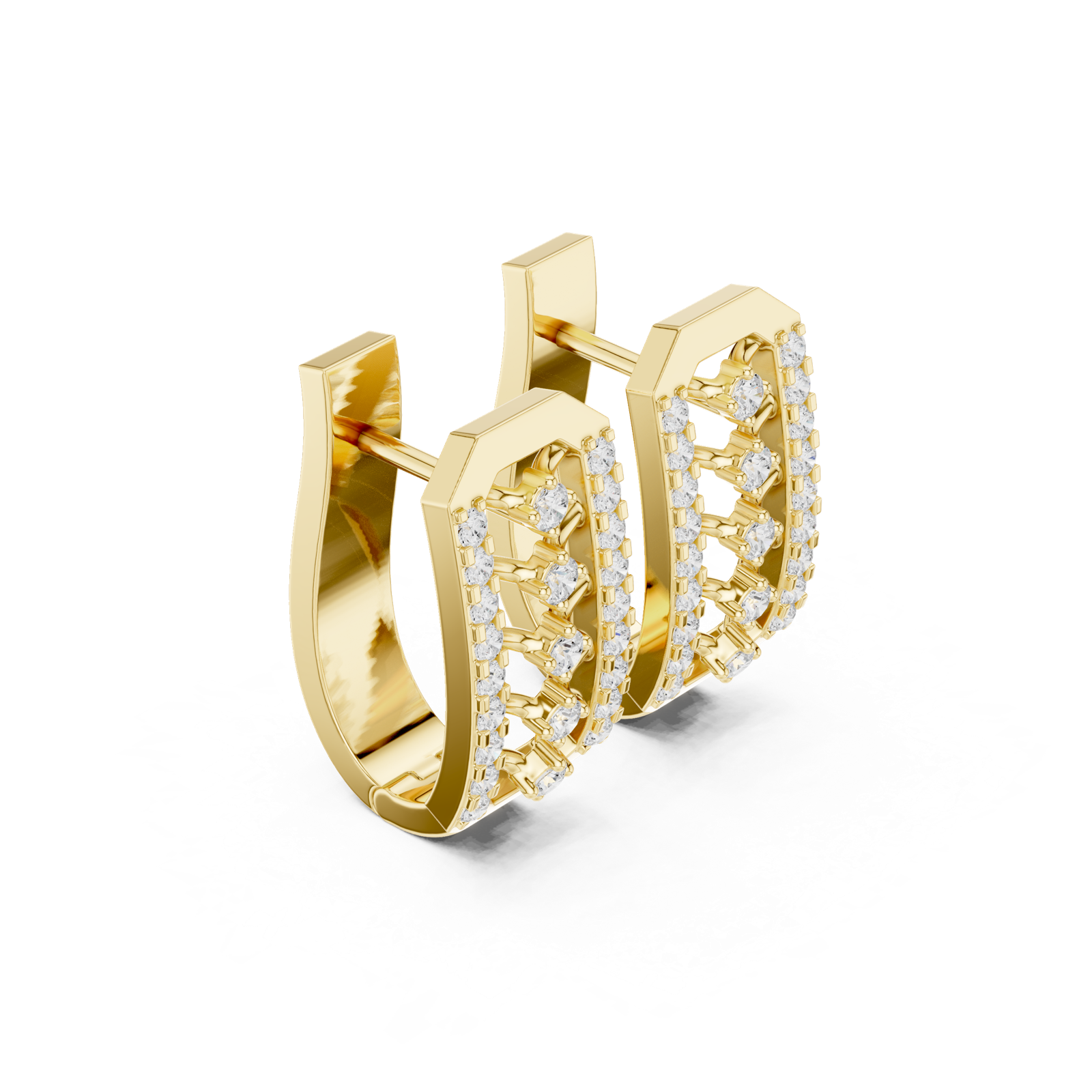 14K Solid Gold Lab Diamond Cluster Earrings, Yellow Gold, view 1