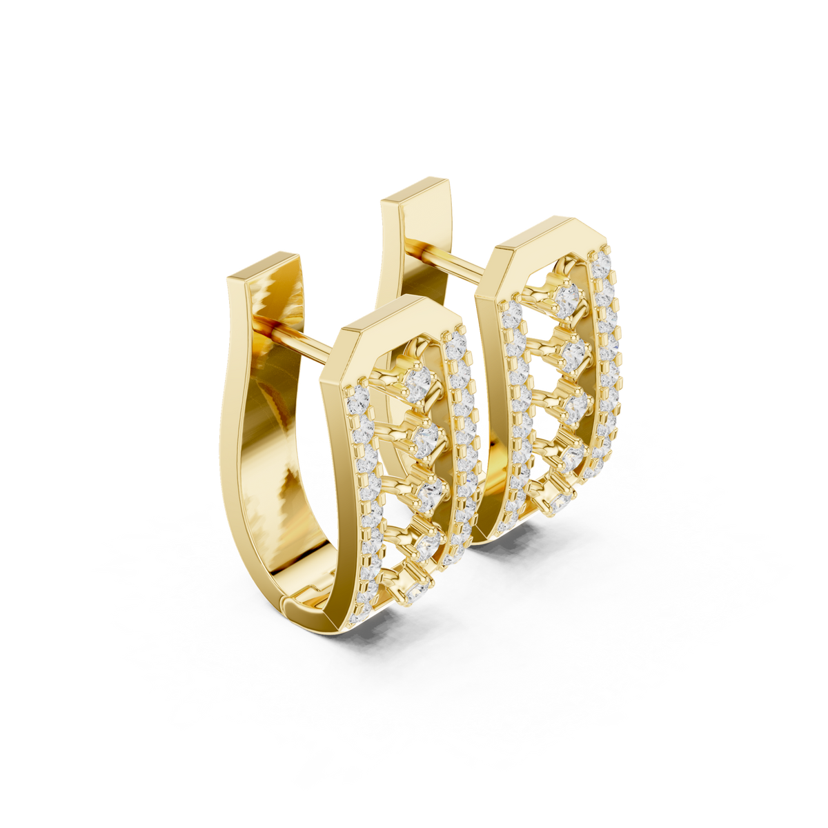 14K Solid Gold Lab Diamond Cluster Earrings, Yellow Gold, view 1