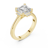 Gold Jewelry, Asscher center stone, Yellow Gold, view 2