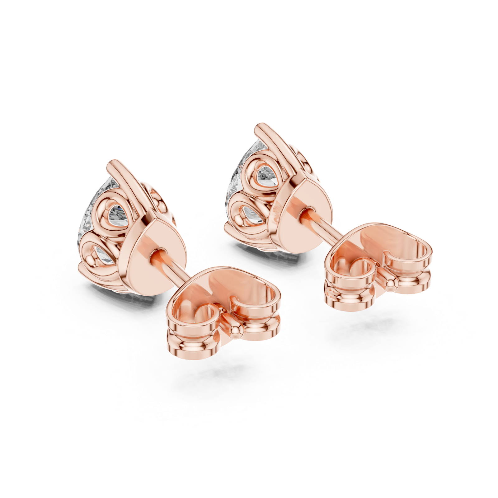 Gold Earrings GER-0363, Rose Gold, view 3