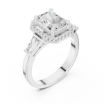Gold Ring DDLR-342, Radiant center stone, White Gold, view 2