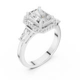 Gold Ring DDLR-342, Radiant center stone, White Gold, view 2