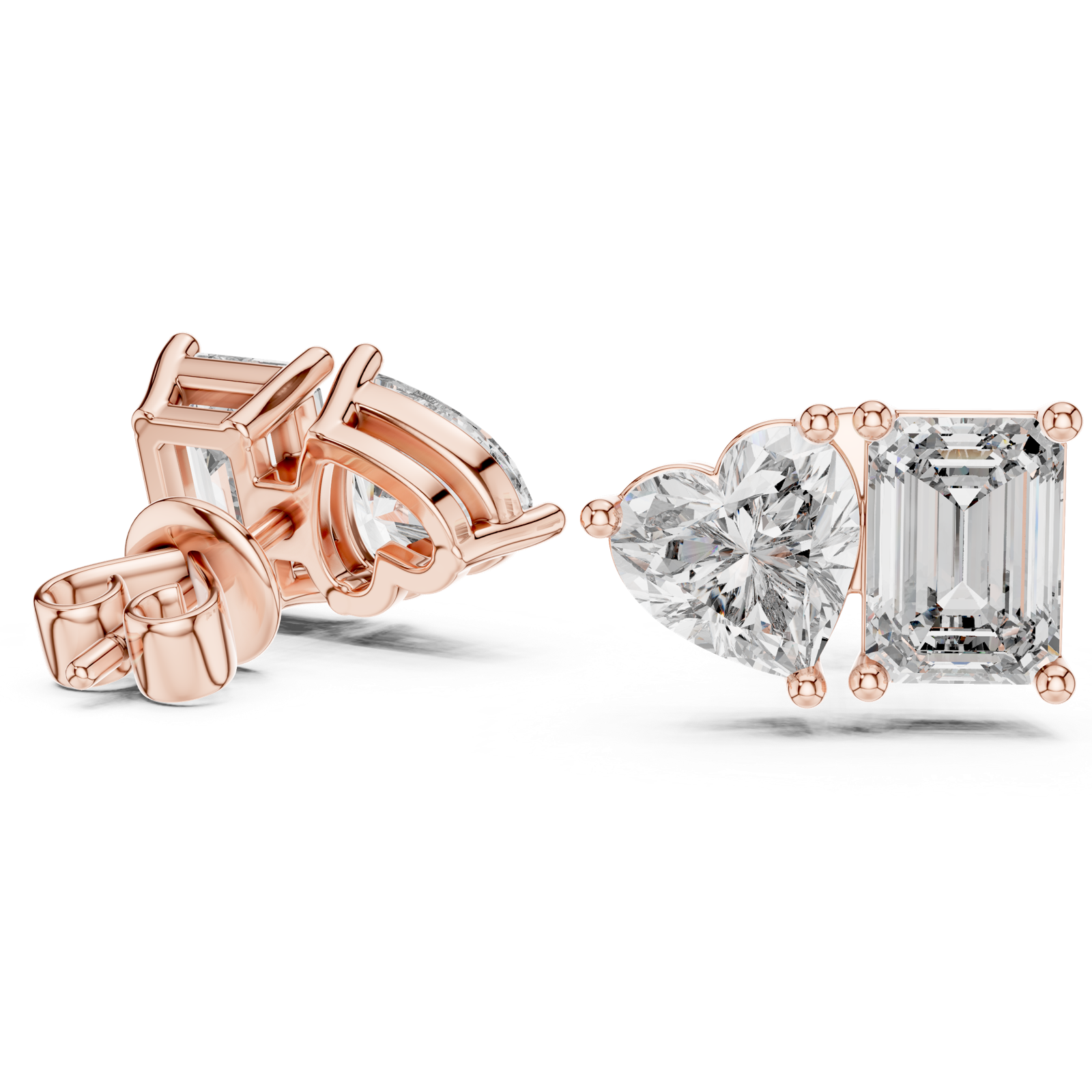 Gold Earrings L02-34, Rose Gold, view 1