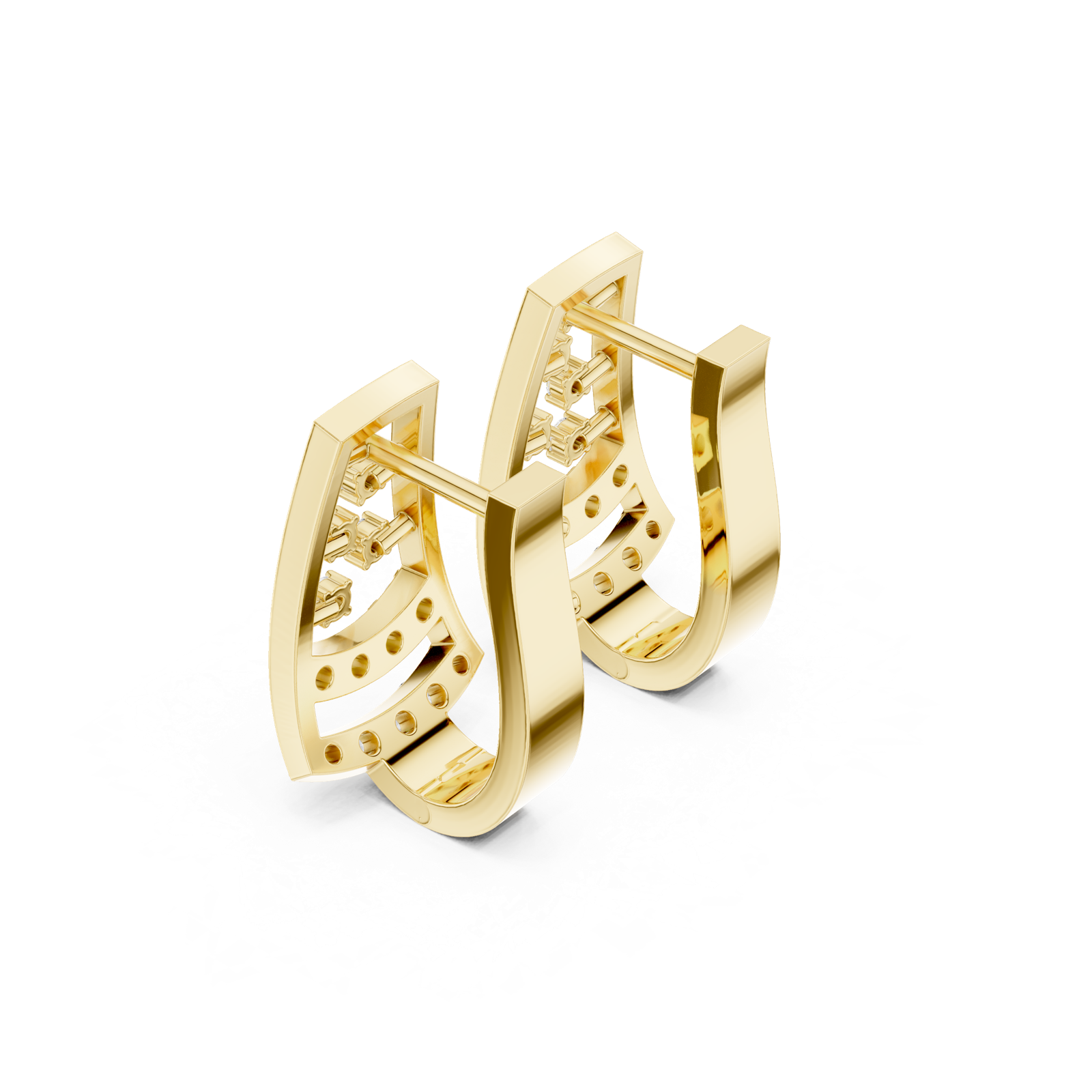 14K Solid Gold Lab Diamond Cluster Earrings, Yellow Gold, view 2
