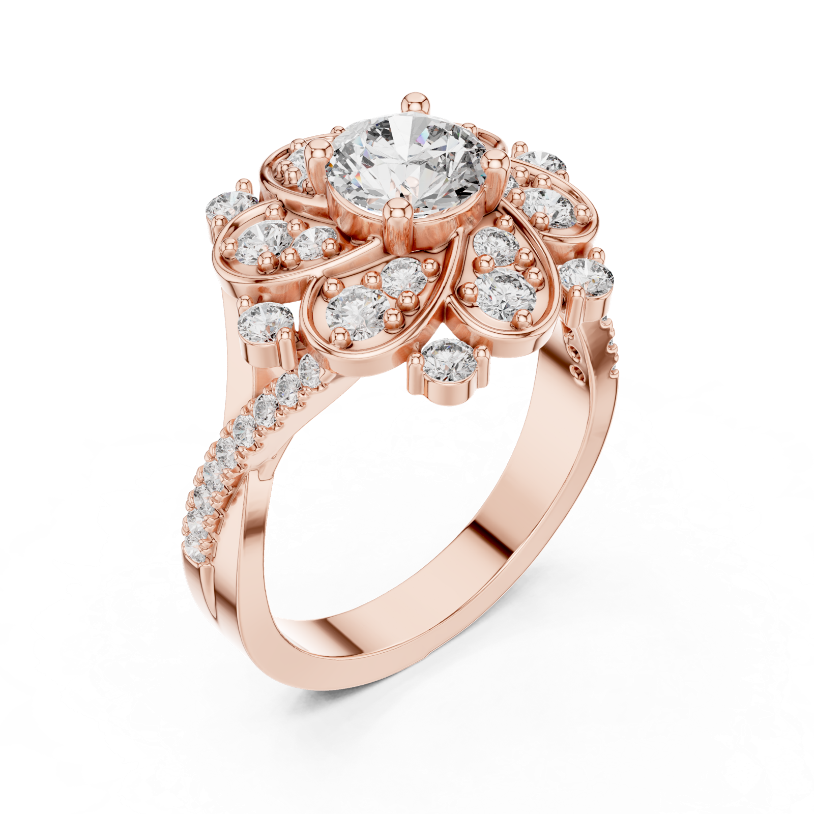 Gold Ring DDLR-187, Rose Gold, view 2