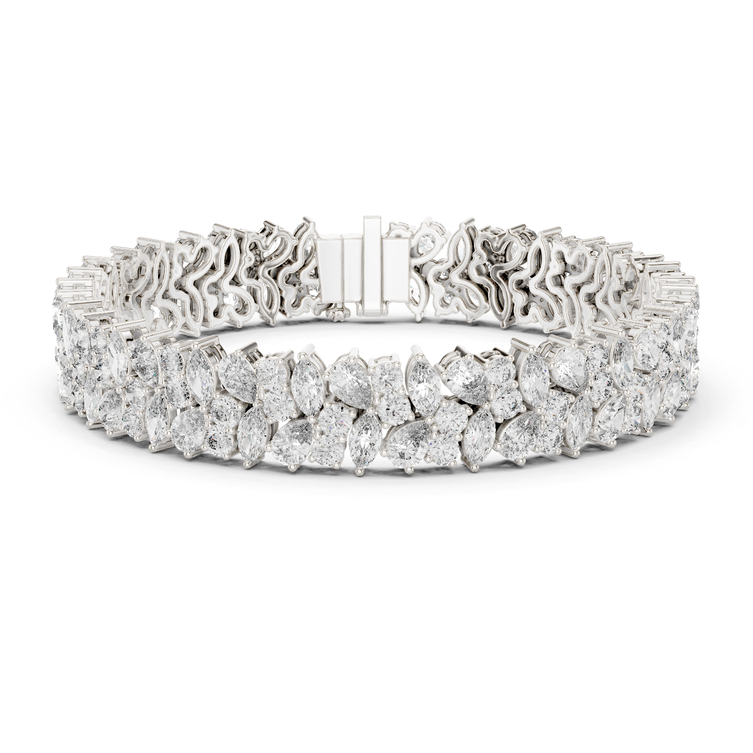 14K Solid Gold Lab Diamond Bracelet, White Gold