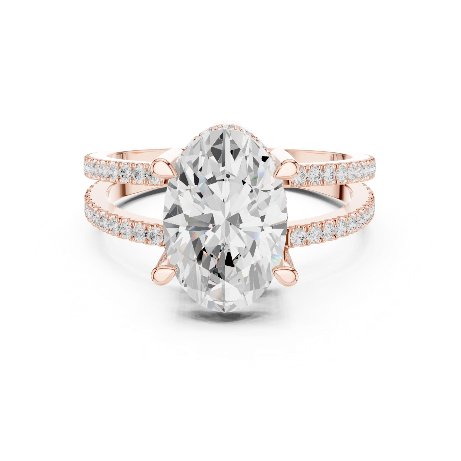 Gold Jewelry L36-13, Oval center stone, Rose Gold, view 4