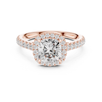 Gold Ring DDLR-118, Cushion center stone, Rose Gold, view 4