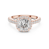 Gold Ring DDLR-118, Cushion center stone, Rose Gold, view 4