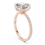 Gold Jewelry, Asscher center stone, Rose Gold, view 1